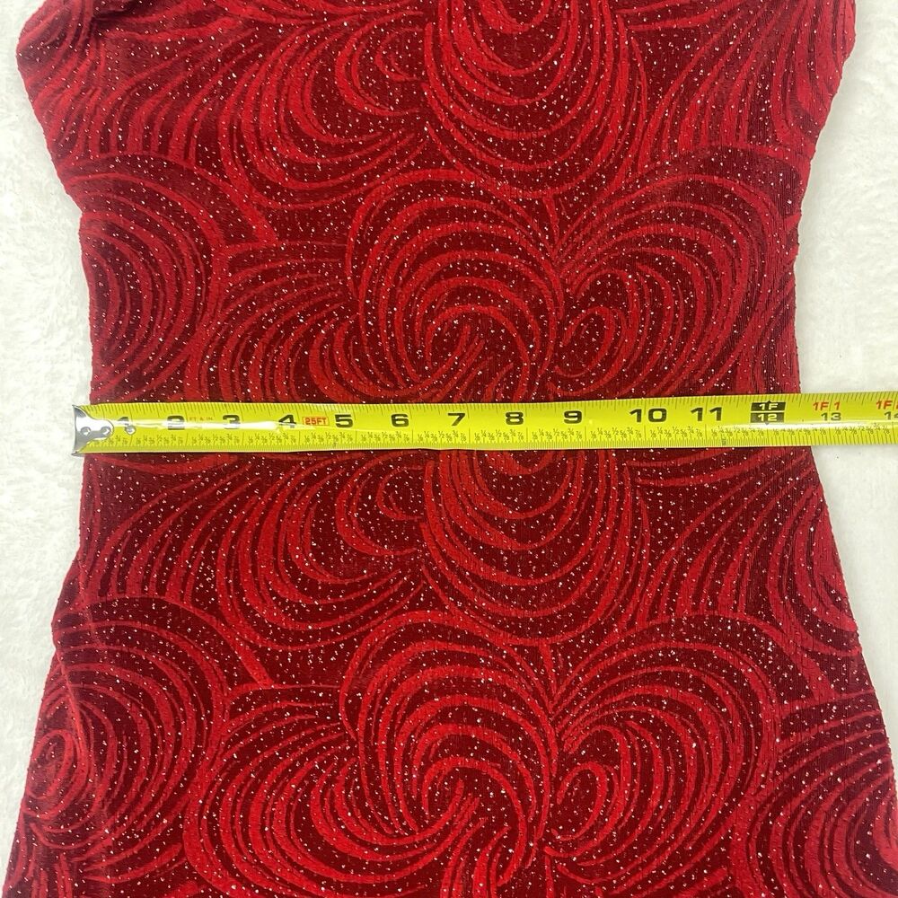 Vintage y2k 90s Cache Prom Formal Dress Glitter Maxi Fitted M Red Whimsical USA - Picture 14 of 16